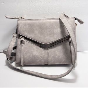 Free People Gray Faux Leather Crossbody Purse Bag